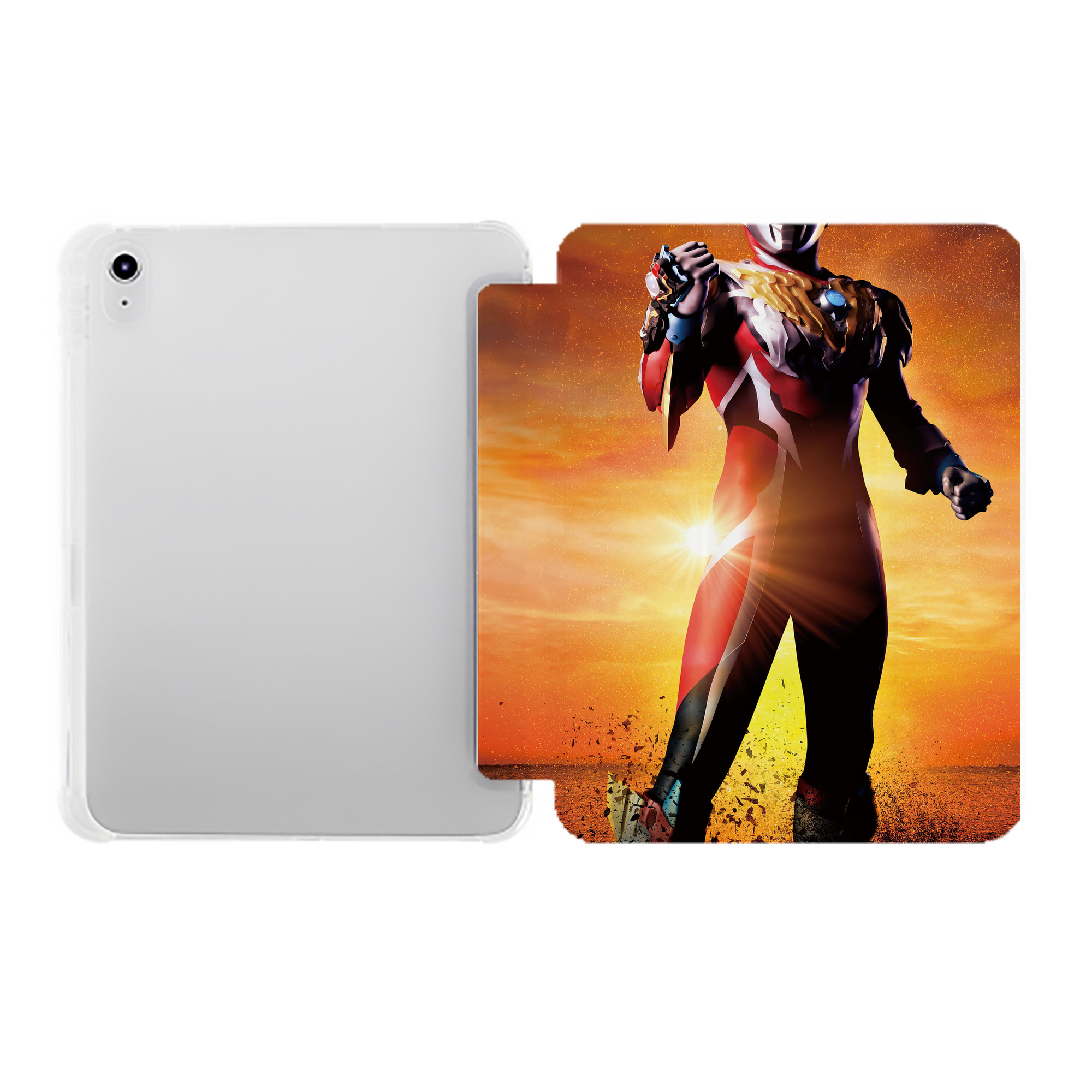 （画像用） ウルトラマン Ultraman IPad ケース ペン収納付き 三つ折りスタンド PUレザー×シリコン 対応機種9.5/10.5/10.9インチ
